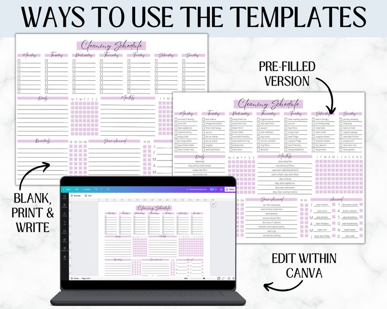 EDITABLE Cleaning Planner | Checklist | Cleaning Schedule | Weekly ...
