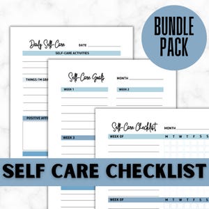 Self Care Checklist Journal | Wellness Planner | Mental Health Tracker | Daily Routine | Mindfulness Workbook | Digital Printable image 2