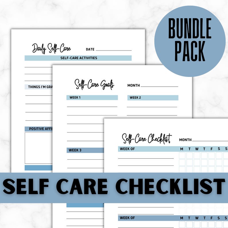 Self Care Checklist Journal | Wellness Planner | Mental Health Tracker | Daily Routine | Mindfulness Workbook | Digital Printable image 2