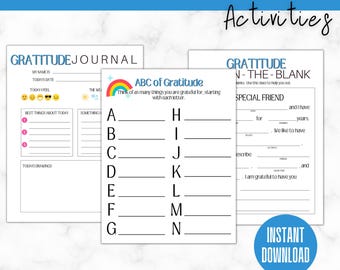 Gratitude Journal for Kids | Mindfulness Workbook | Daily Reflection | Self-Care Activities | Printable PDF Download