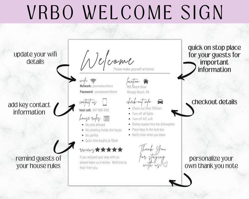 Editable VRBO Host Manual | Minimalist Home Decor | Wifi Template | VRBO Printable Signs | Bundle Pack | Checklist image 6
