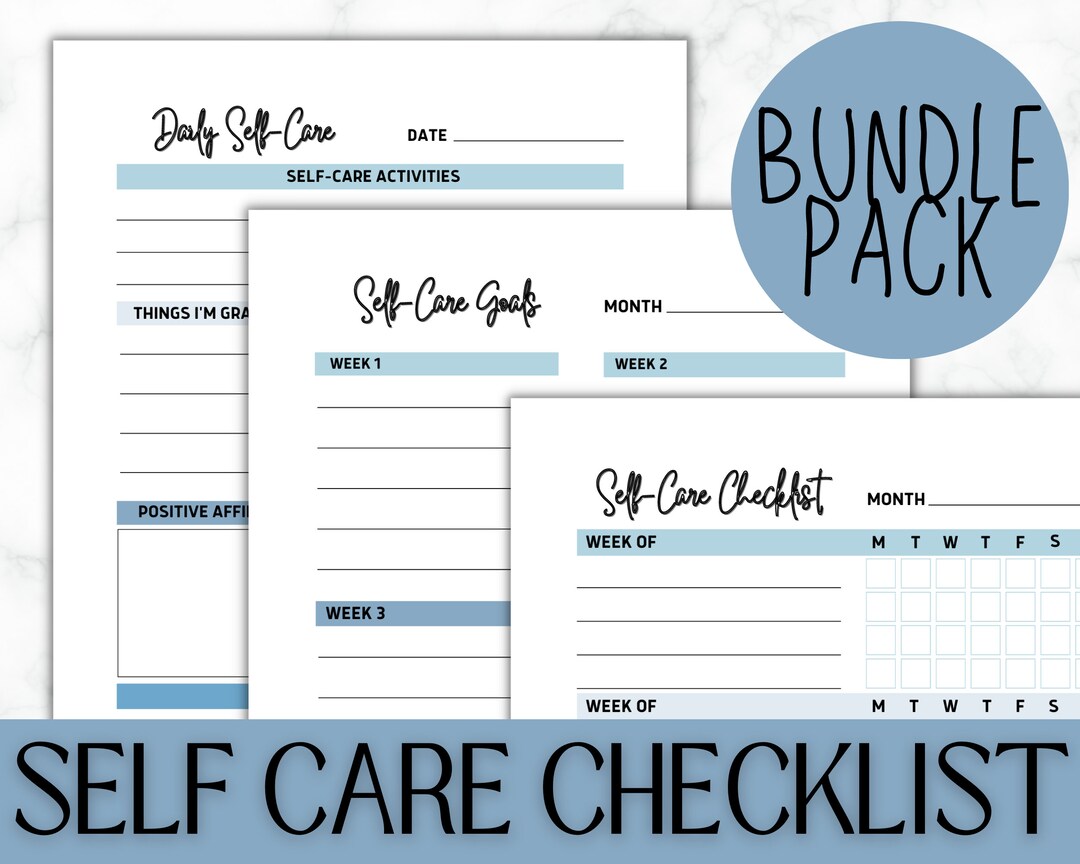Self Care Checklist | Planner Journal Tracker | Wellness Printable ...