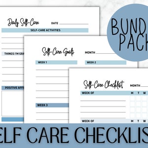 Self Care Checklist | Planner Journal Tracker | Wellness Printable | Mindfulness Mental Health | Self Care Tracker