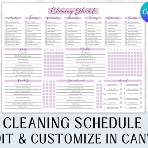 EDITABLE Cleaning Planner | Checklist | Cleaning Schedule |  Weekly House Chores | Adhd Clean Home | Household Planner