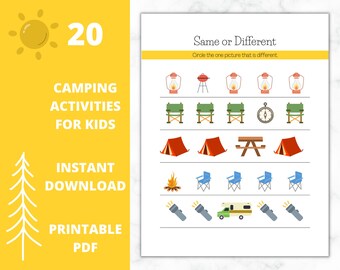 Fiches d'activités sur le camping | Fiches d'activités imprimables sur le camping | Maternelle | Programme préscolaire | Activités à imprimer