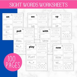 100 Printable Sight Words | Kindergarten Worksheets | Practice Spelling | Phonics Homeschool | Kindergarten | Learning