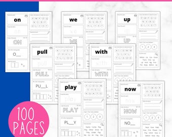 100 Printable Sight Words | Kindergarten Worksheets | Practice Spelling | Phonics Homeschool | Kindergarten | Learning