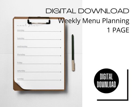 Printable Meal Planner | Weekly Food Tracker | Weekly Dinner Plan | Healthy Eating | Printable Meal Planner