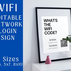 Wifi Sign | Airbnb Wifi Sign | Printable Farmhouse | Printable Password | Guest Room Décor | Minimalist Decor | QR Code