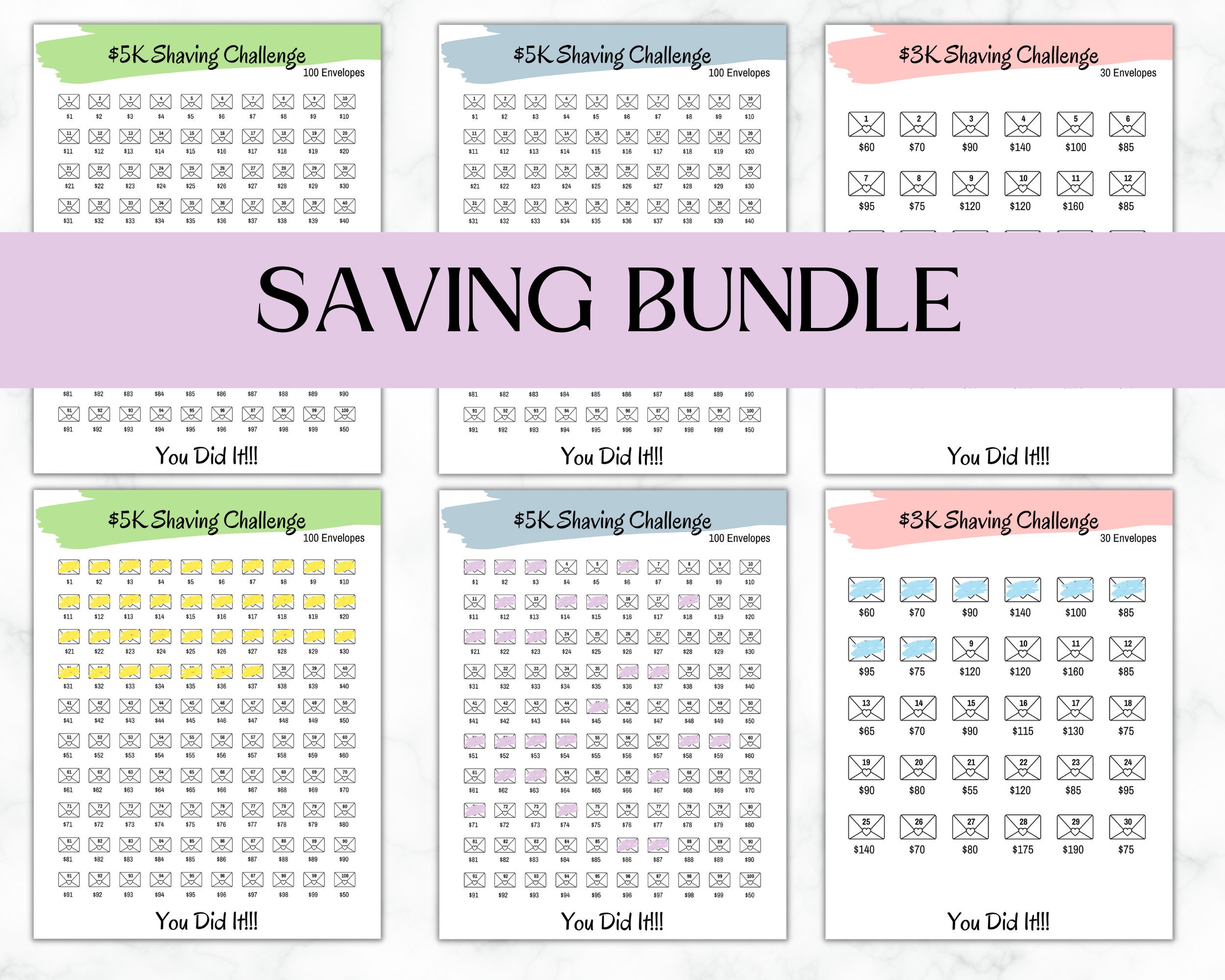 BUNDLE Saving Challenge Money Challenge Envelope Saving Tracker Instant ...