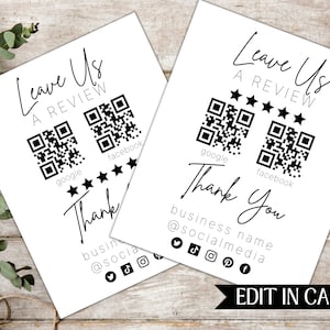 Ask For Review | QR Code Sign Template | Google Rating Sign | Facebook Review | Editable Business Feedback Form Request