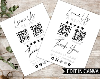 Ask For Review | QR Code Sign Template | Google Rating Sign | Facebook Review | Editable Business Feedback Form Request