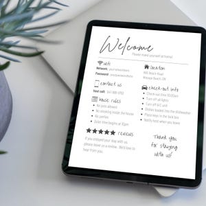 Airbnb Welcome Sign | Editable Printable Sign | Minimalist Design | Editable in Canva | Host Bundle Set | Wifi Template image 6