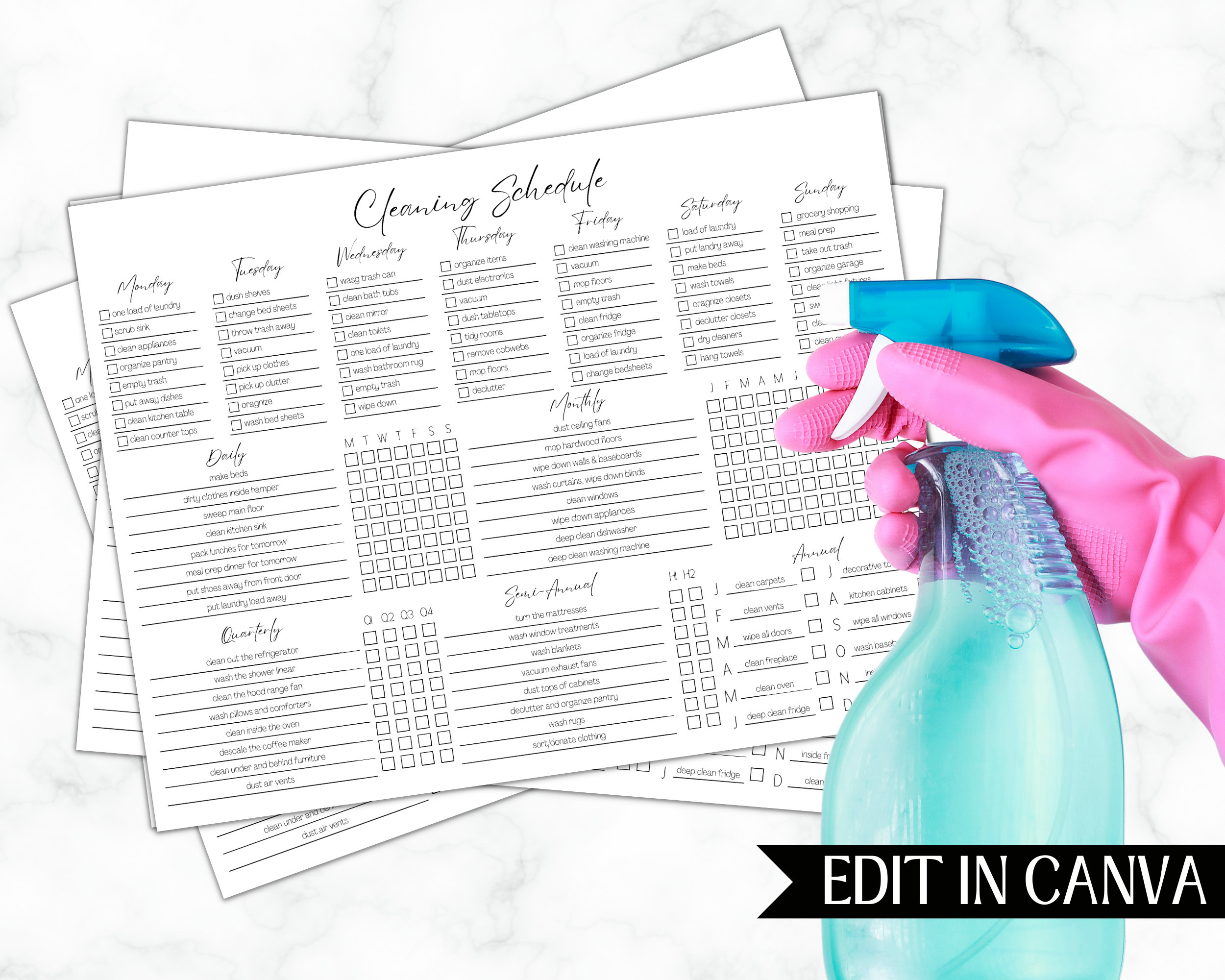 EDITABLE Cleaning Planner | Checklist | Cleaning Schedule | Weekly ...