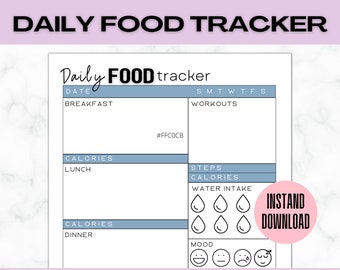 Mindful Eten Dagboek | Afdrukbaar dagelijks voedingsdagboek | Calorie-tracker voor gewichtsverlies | Voedsel Zuivel | Maaltijdplanning
