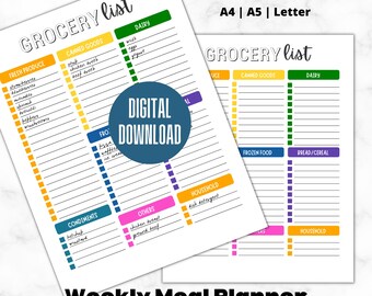 Weekly Meal Planning |  Weekly Menu Planning |  Printable Grocery List | Shopping List | Healthy Food Planner