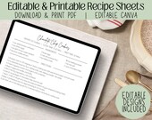 EDITABLE Recipe Template | Edit in Canva | Editable Recipe Card | Minimal Meal Tracker | Farmhouse | Meal Planner