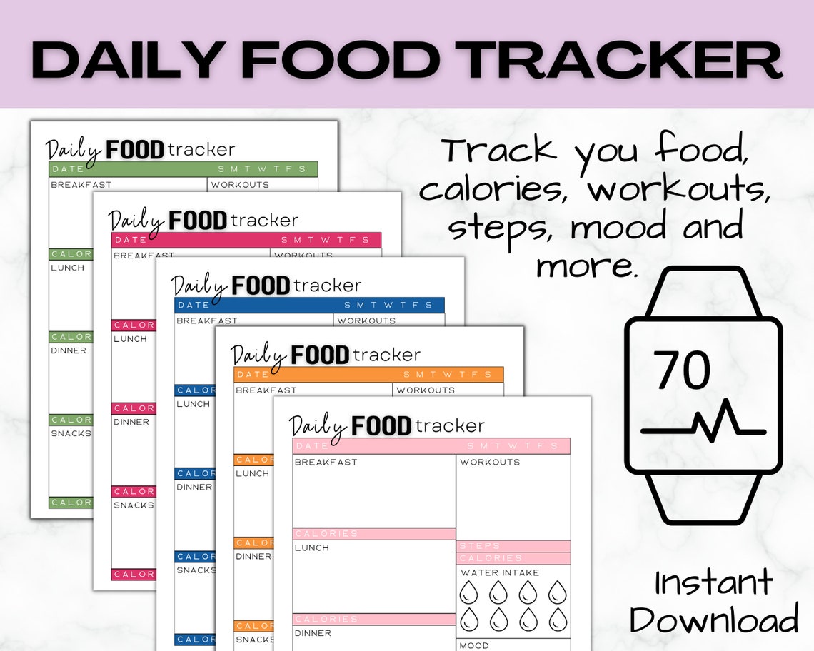 Mindful Eating Journal | Printable Daily Food Diary | Weight Loss ...