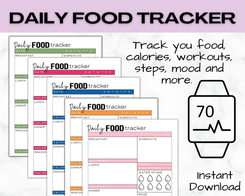 Mindful Eating Journal | Printable Daily Food Diary | Weight Loss ...