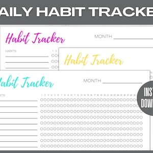 Monthly Habit Tracker Printable | Habit Tracker Digital | Habit Planner PDF | Motivation Planner | Daily Habit Tracker