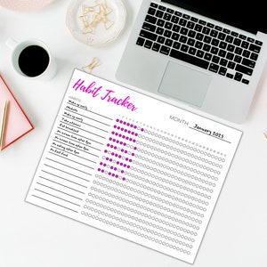 Monthly Daily Habit Tracker | Habit Planner | Routine Planner | Instant Download | Multiple Colors | Workout Schedule image 3
