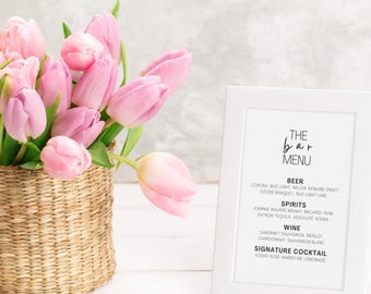Editable Bar Menu Template | Wedding Cocktails | Custom Drink List | Reception Sign | Canva Printable | Instant Download