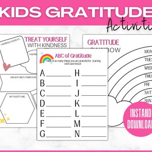 Kids Gratitude Journal Printable |  Mindfulness Log | Self Care Planner | Daily Journal for Kids | Gratitude Jar