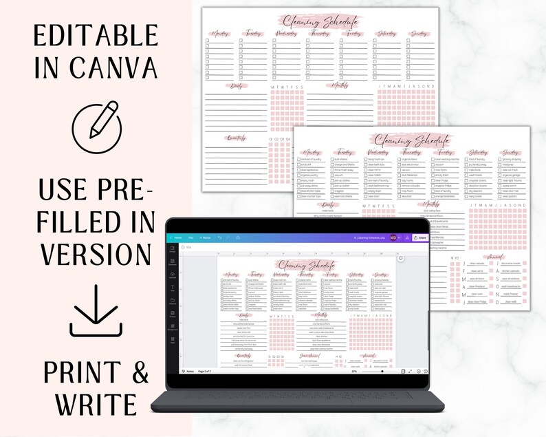 EDITABLE Cleaning Planner | Checklist | Cleaning Schedule | Weekly ...