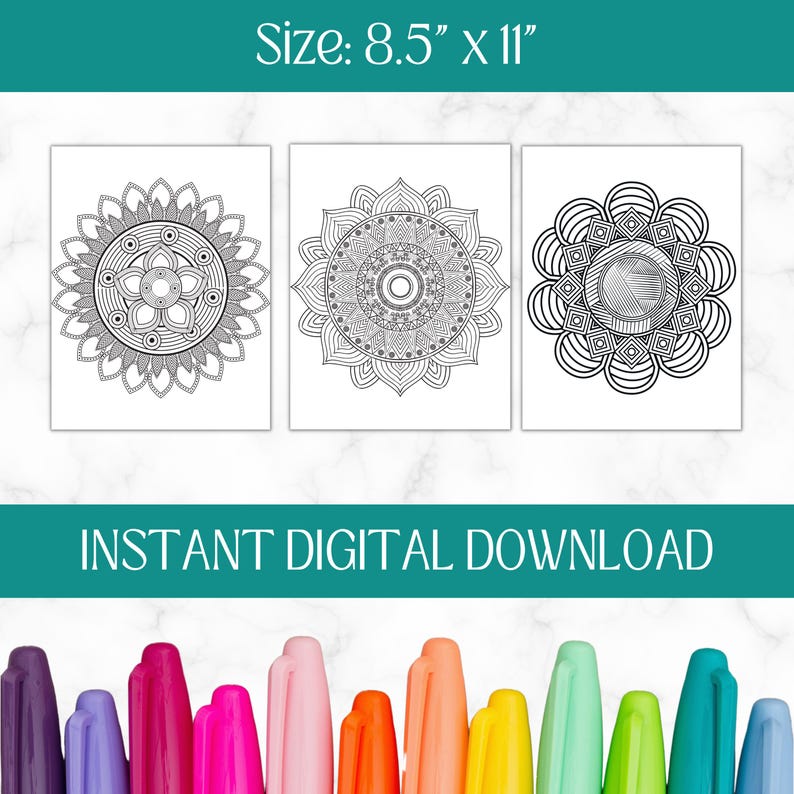 50 mandalas à colorier à imprimer | Coloriages relaxants pour adultes | Téléchargement numérique instantané | Activité anti-stress image 8