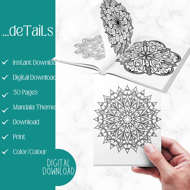 50 mandalas à colorier à imprimer | Coloriages relaxants pour adultes | Téléchargement numérique instantané | Activité anti-stress image 7