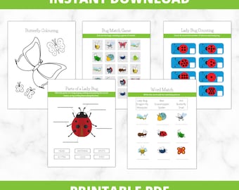 Kids Worksheets | Bugs & Insects Activities | Kindergarten Printable | Toddler Preschool Curriculum
