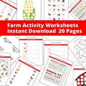 Farm Activity Pages | Activity Worksheets | Printable Worksheets for Kids | Kindergarten | Preschool | Farm Animals