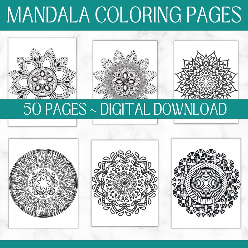 50 mandalas à colorier à imprimer | Coloriages relaxants pour adultes | Téléchargement numérique instantané | Activité anti-stress image 9