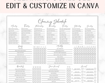 EDITABLE Cleaning Planner | Checklist | Cleaning Schedule |  Weekly House Chores | Adhd Clean Home | Household Planner