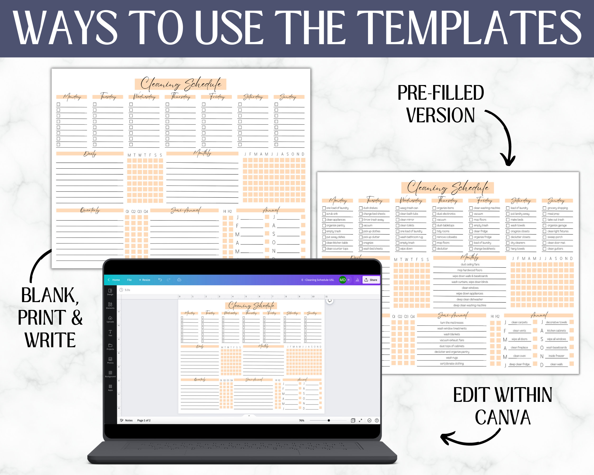 EDITABLE Cleaning Planner | Checklist | Cleaning Schedule | House House ...