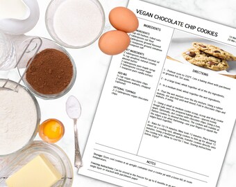 Plantilla de recetas EDITABLE / Plantilla de recetas de WORD / Diseño minimalista / Planificador de comidas / Editable en Word / Carpeta de alimentos