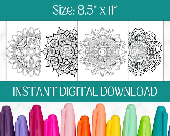 50 Mandala Printable Coloring Sheets | Mandala Coloring Sheets | Printable Pages to color | Digital Download