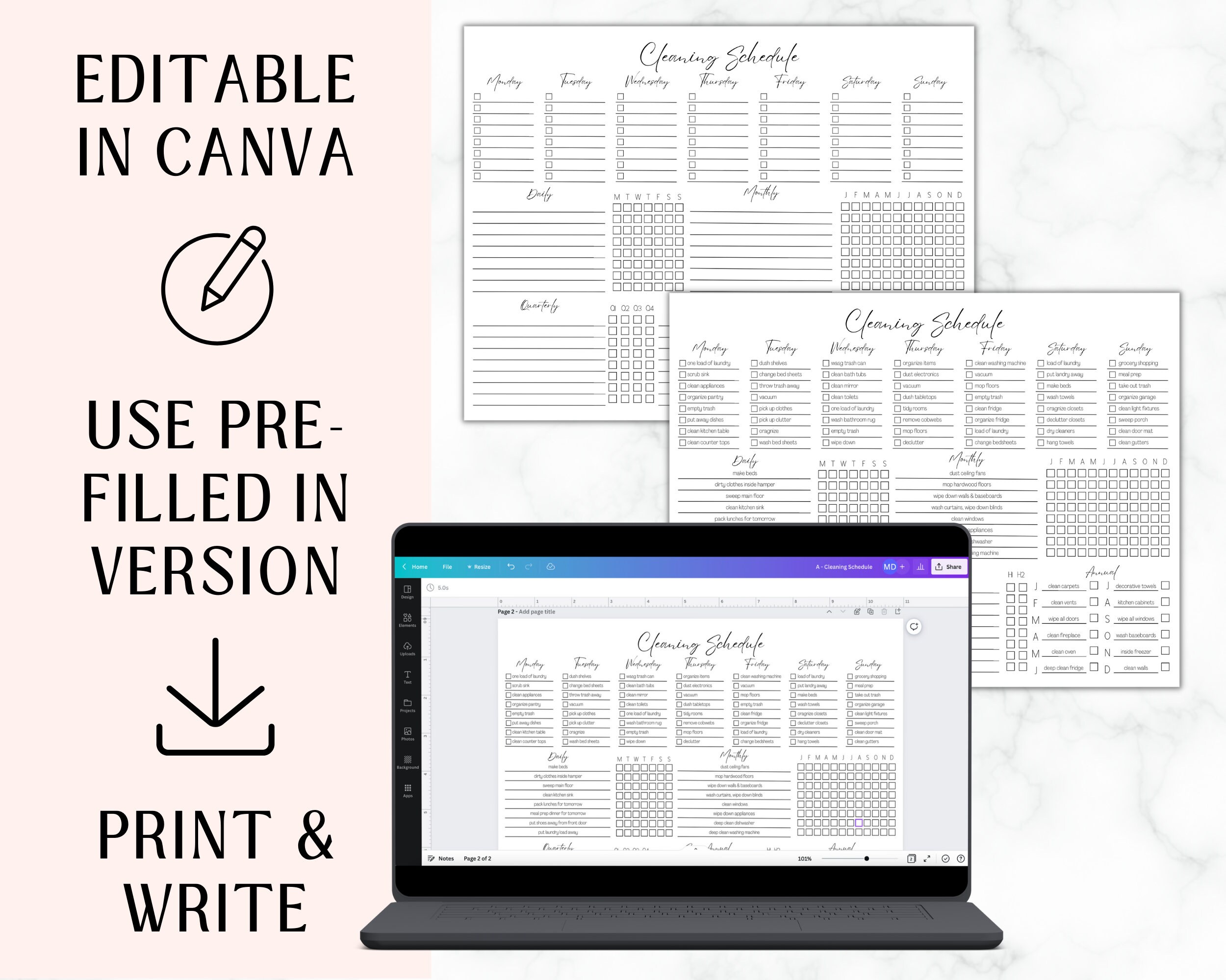EDITABLE Cleaning Planner | Checklist | Cleaning Schedule | Weekly ...