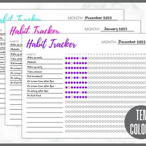 Monthly Daily Habit Tracker | Habit Planner | Routine Planner | Instant Download | Multiple Colors | Workout Schedule image 8