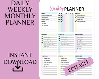Daily Schedule Template | Hourly Planner | Family Organizer | Printable PDF | Datebook | Instant Download