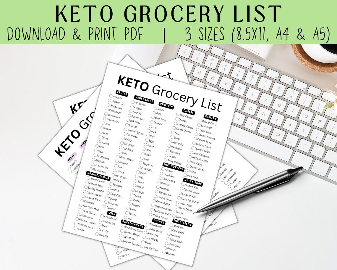 Keto Grocery List Printable Low Carb Food Grocery Shopping - Etsy Canada