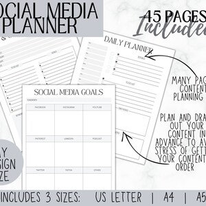 Social Media Planner Template | Content Creator Planner | Social Media Tracker | Marketing Manager | Small Business