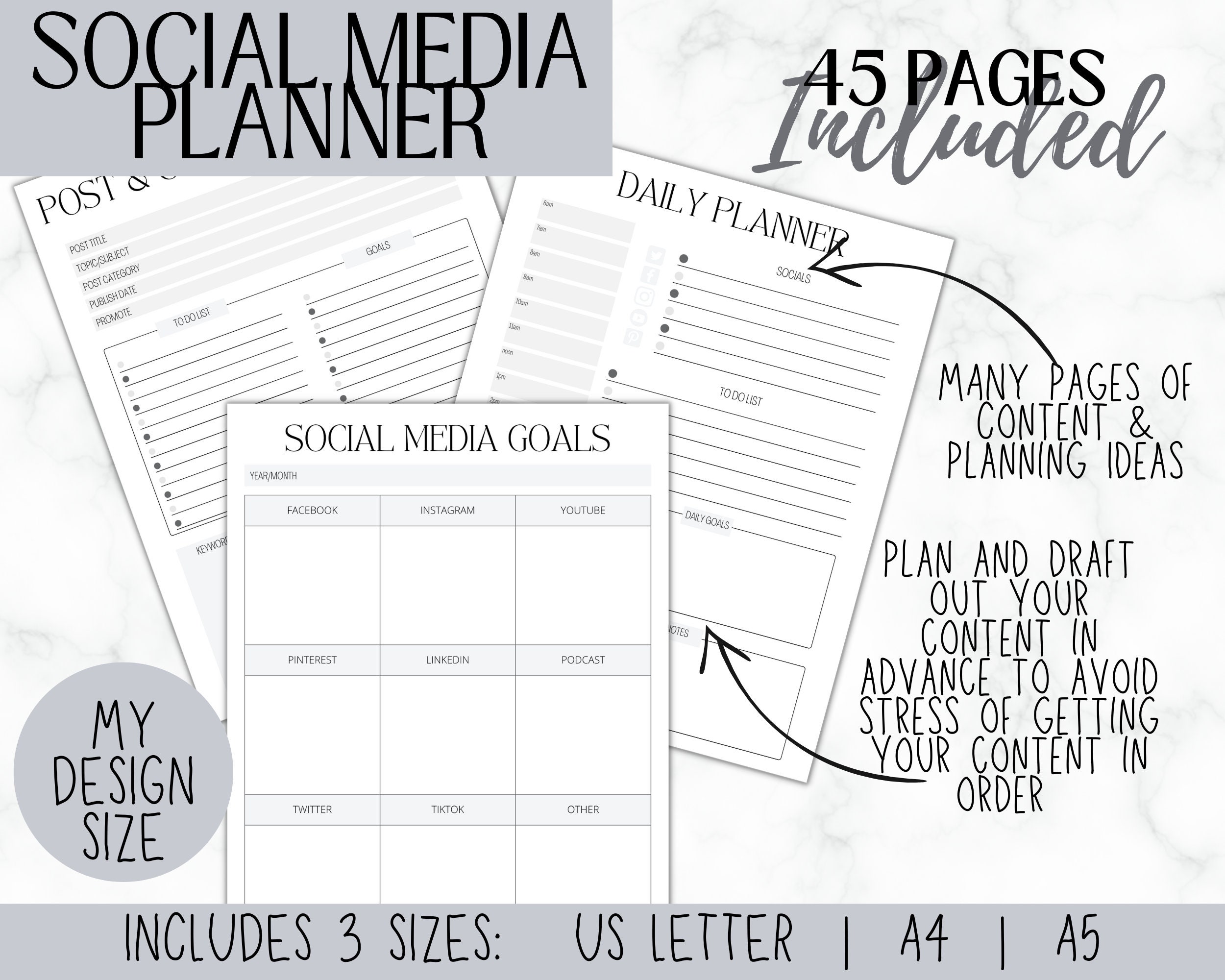 Social Media Planner Template | Content Creator Planner | Social Media Tracker | Marketing Manager | Small Business