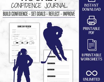 Hockey Player Journal Printable | Hockey Confidence Journal | Goal Setting Workbook | Practice Review | Game Day Tracker | PDF