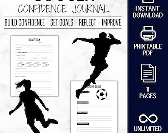 Soccer Confidence Journal Printable | Goal Setting Workbook | Practice Reflection | Game Day Tracker | Athlete Mindset PDF