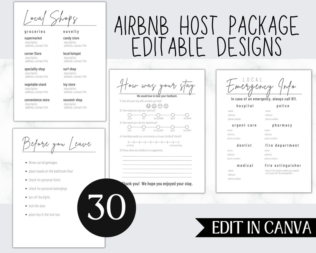 Editable Airbnb Templates | Host Manual | Essential House Items ...