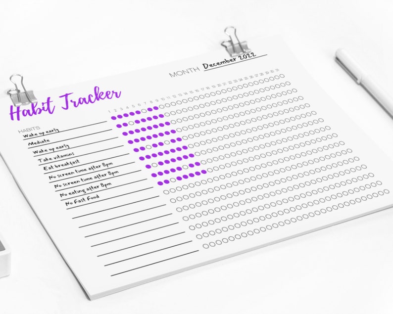 Monthly Daily Habit Tracker | Habit Planner | Routine Planner | Instant Download | Multiple Colors | Workout Schedule image 5
