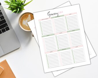 Weekly Meal Planner | Printable Grocery List | Meal Plan Template | Weekly Shopping Tracker | Grocery Planner