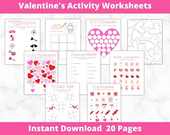 Toddler Activities | Printable Preschool Worksheets | Kindergarten | Preschool Curriculum | Valentine Worksheets