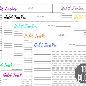 Monthly Daily Habit Tracker | Habit Planner | Routine Planner | Instant Download | Multiple Colors | Workout Schedule